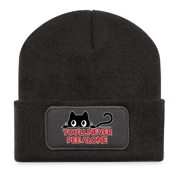 Du wirst nie alleine pinkeln - Recycelte Patch Beanie - Dunkelgrau - Vorne