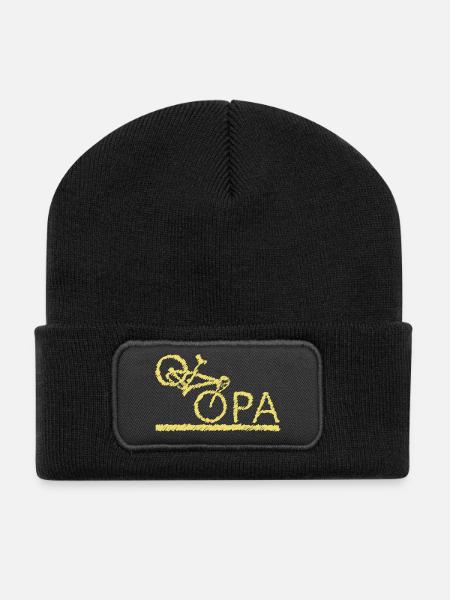 bester Opa Fahrrad Mountainbike Radeln Kritzeln - Recycelte Patch Beanie - Schwarz