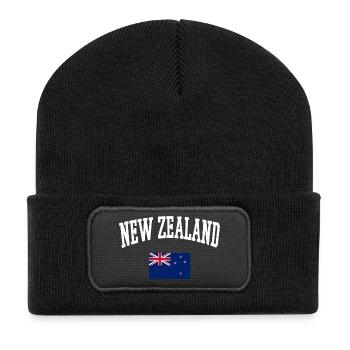T Shirt sweat NEW ZEALAND drapeau - Beanie recyclé à patch - noir - Devant