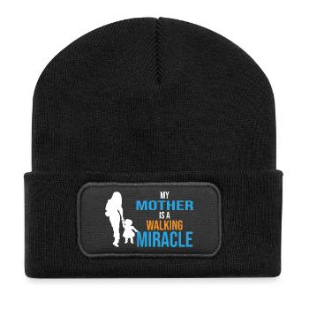 My mother is a walking miracle-Mutter das Wunder - Recycelte Patch Beanie - Schwarz - Vorne
