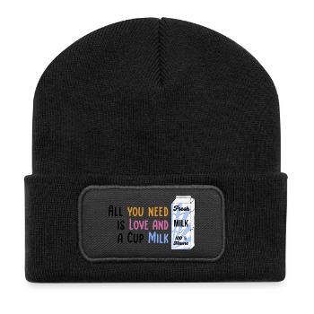 We need Love and Milk Comicstyle 1 - Recycled Patch Beanie - black - Front