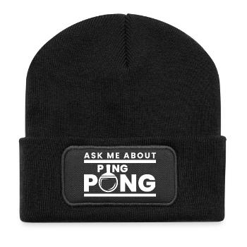 Table tennis bat ping pong saying gift - Recycled Patch Beanie - black - Front