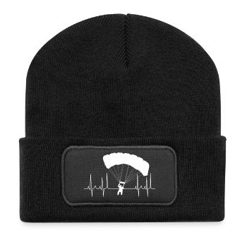 Cardiogramme Parapente Blanc - Beanie recyclé à patch - noir - Devant