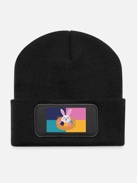 Osterhase No.05 - Recycelte Patch Beanie - Schwarz
