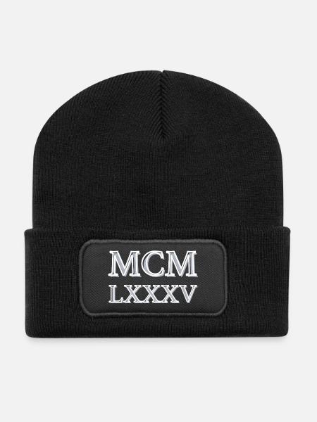 Roman numerals 1985 - MCMLXXXV - Recycled Patch Beanie - black