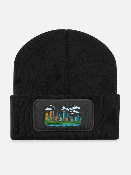seattle stadt - Recycelte Patch Beanie - Schwarz