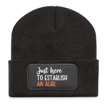 Nur hier, um ein Alibi zu schaffen – Lustig - Recycelte Patch Beanie - Dunkelgrau - Vorne