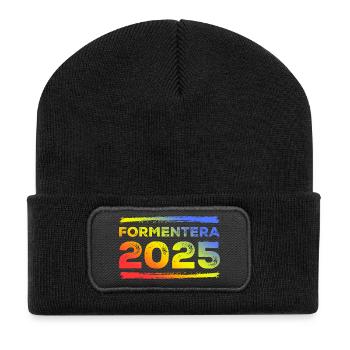 Formentera 2025 Bunt - Recycelte Patch Beanie - Schwarz - Vorne