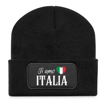 J’aime l’Italie, fierté italienne - Beanie recyclé à patch - noir - Devant