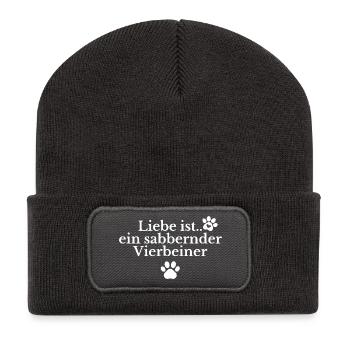 Funny dog saying - Recycled Patch Beanie - dark grey - Front
