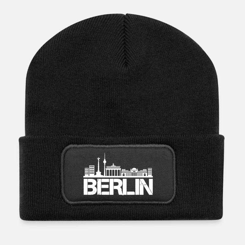 berlin skyline - Recycelte Patch Beanie - Schwarz