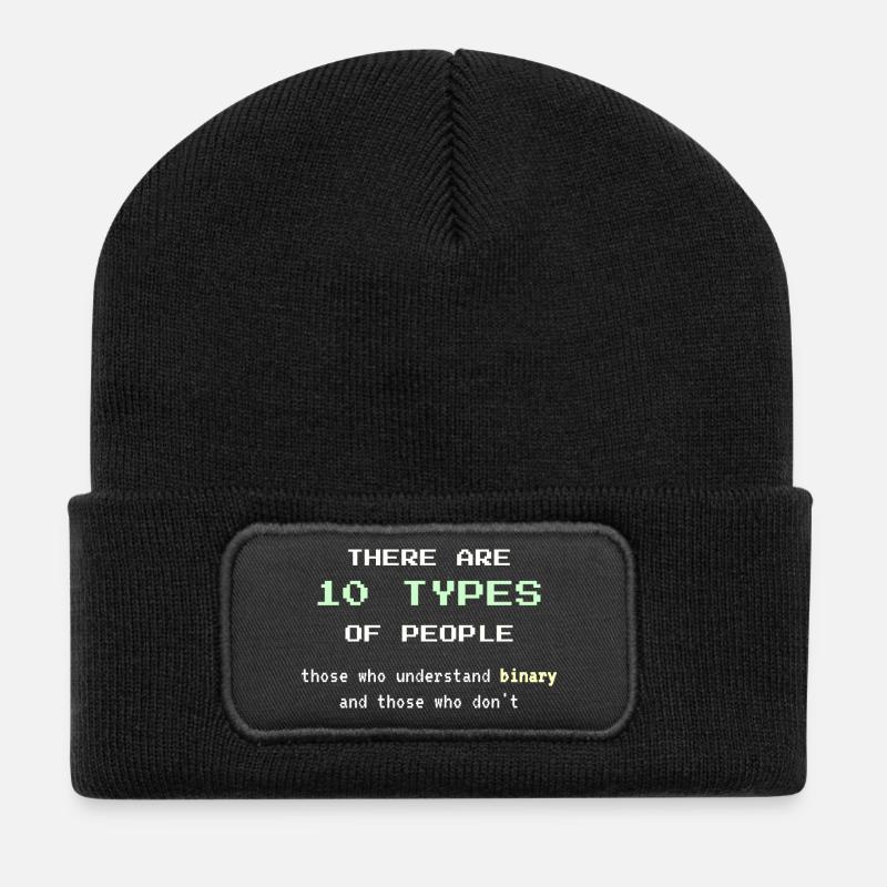 10 types de personnes - Blague classique de nerd binaire - Beanie recyclé à patch - noir