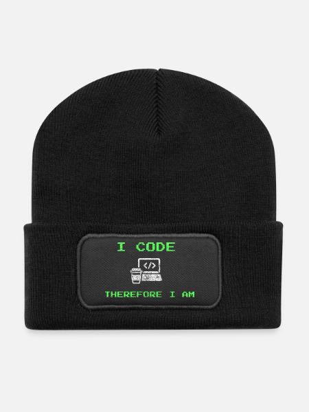 Ich programmiere, also bin ich – lustiges Entwickler-T-Shirt - Recycelte Patch Beanie - Schwarz
