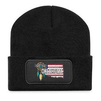 Oklahoma United States USA Vintage Souvenir - Recycled Patch Beanie - black - Front