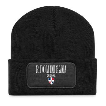 Original von Dominikanische Republik, Dominikanischer Stolz - Recycelte Patch Beanie - Schwarz - Vorne