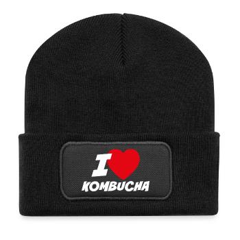 I love kombucha - Recycled Patch Beanie - black - Front