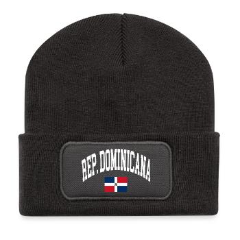Drapeau de la République dominicaine - Beanie recyclé à patch - charbon - Devant