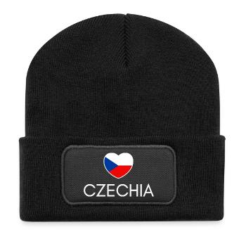 Ich liebe Tschechien, Herz Tschechien - Recycelte Patch Beanie - Schwarz - Vorne