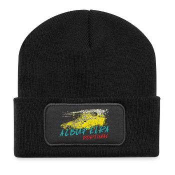 Illustration Albufeira Praia dos Barcos - Recycelte Patch Beanie - Schwarz - Vorne