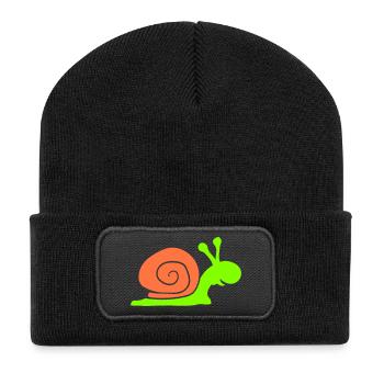 Schnecke Schneckenhaus niedlich süß glücklich Cool - Recycelte Patch Beanie - Schwarz - Vorne