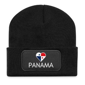 Heart with Panama flag, I love Panama - Recycled Patch Beanie - black - Front