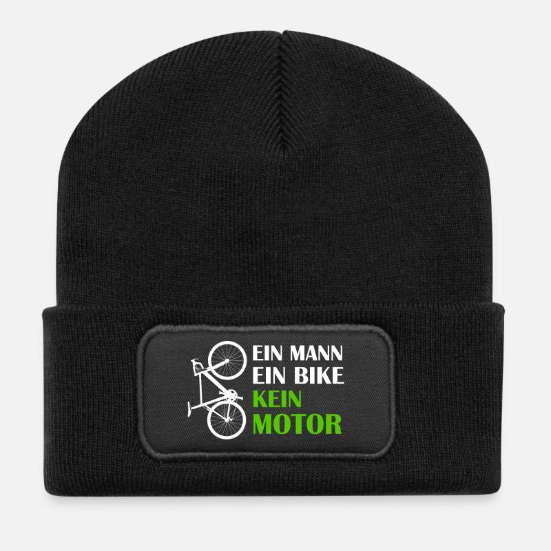 EIN MANN EIN BIKE KEIN MOTOR Anti E-Bike Rennrad - Recycelte Patch Beanie - Schwarz