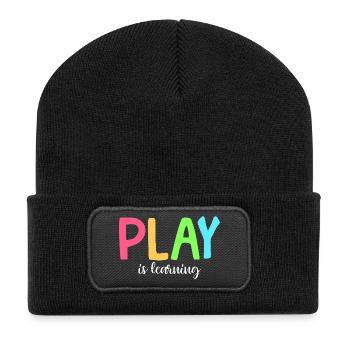 Jouer, c’est apprendre, préscolaire, préscolaire, maternelle - Beanie recyclé à patch - noir - Devant