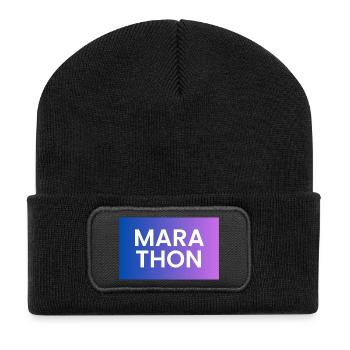 Marathon Gradient Shirt Design - Recycelte Patch Beanie - Schwarz - Vorne