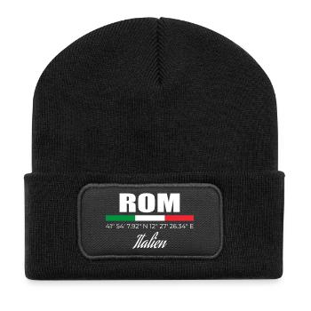 Rom - Recycelte Patch Beanie - Schwarz - Vorne