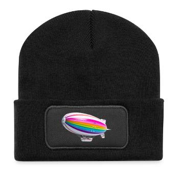 Imprimé Zeppelin arc-en-ciel - Beanie recyclé à patch - noir - Devant