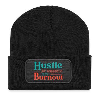 Lutte pour le bonheur, pas pour l’épuisement - Beanie recyclé à patch - noir - Devant