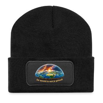 The world is what you believe - Recycled Patch Beanie - black - Front