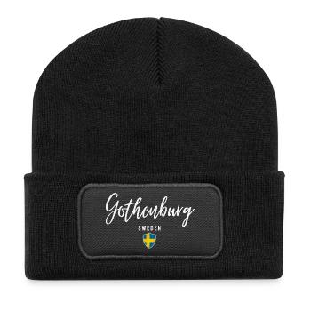 Göteborg, Schweden, elegantes Design - Recycelte Patch Beanie - Schwarz - Vorne