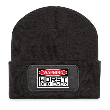 Worst Dad Ever Funny Sarcastic Father's Day Dad - Recycled Patch Beanie - dark grey - Front