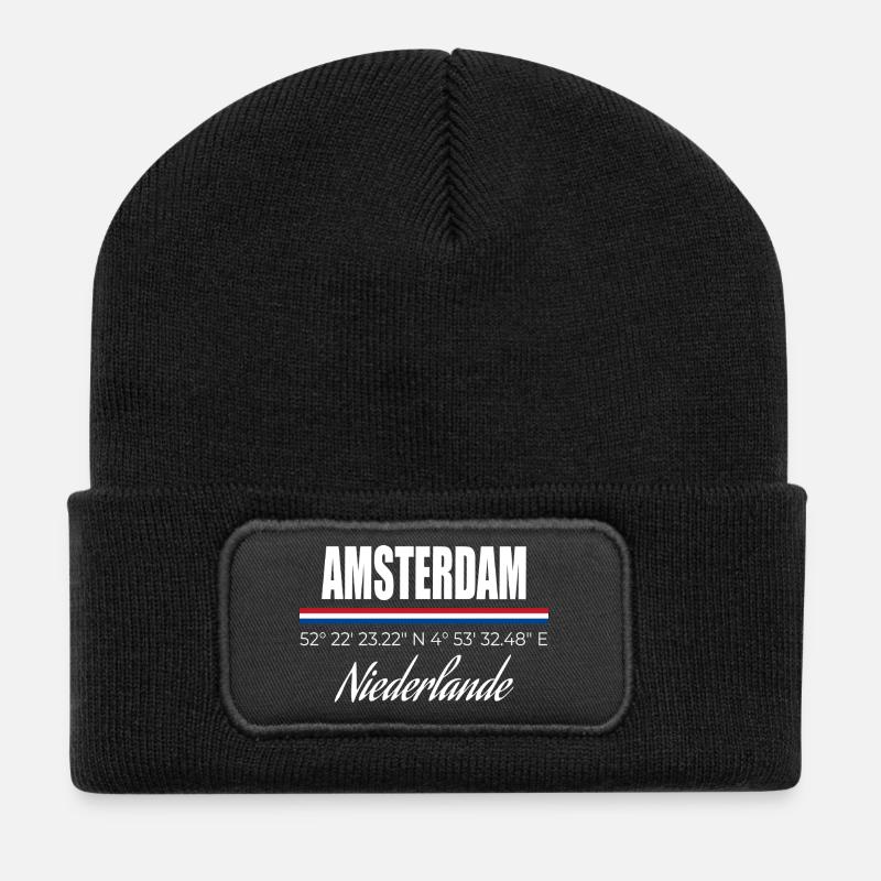 Amsterdam - Recycelte Patch Beanie - Schwarz