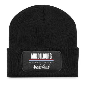 Middelburg - Recycelte Patch Beanie - Schwarz - Vorne