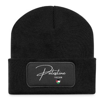 Palästinensische Flagge, ich bin mit Palästina verbunden - Recycelte Patch Beanie - Schwarz - Vorne