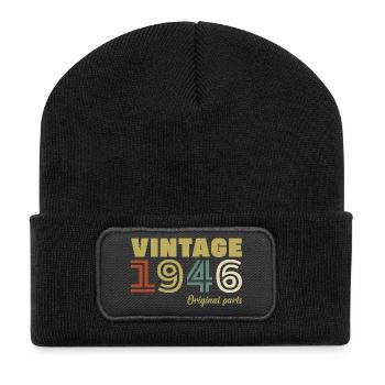 1946 Vintage Rétro Cadeau D'anniversaire - Beanie recyclé à patch - noir - Devant