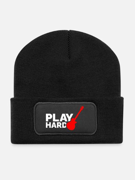 Jouez dur - Beanie recyclé à patch - noir