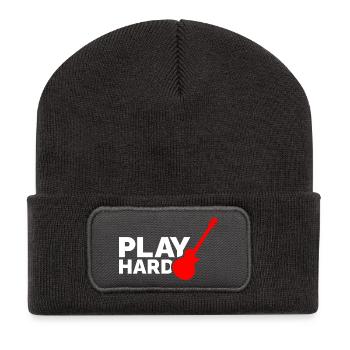 Jouez dur - Beanie recyclé à patch - charbon - Devant