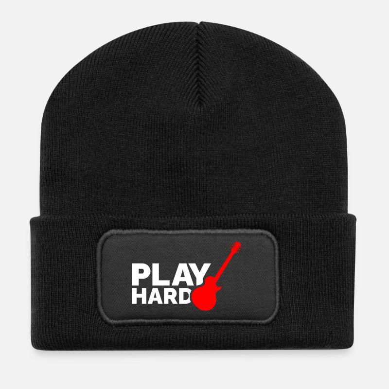 Jouez dur - Beanie recyclé à patch - noir