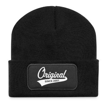 Original depuis 2001 (année de naissance, anniversaire / W) - Beanie recyclé à patch - noir - Devant