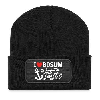 Vacances à la mer du Nord BÜSUM WATT AUTREMENT DRÔLE - Beanie recyclé à patch - noir - Devant