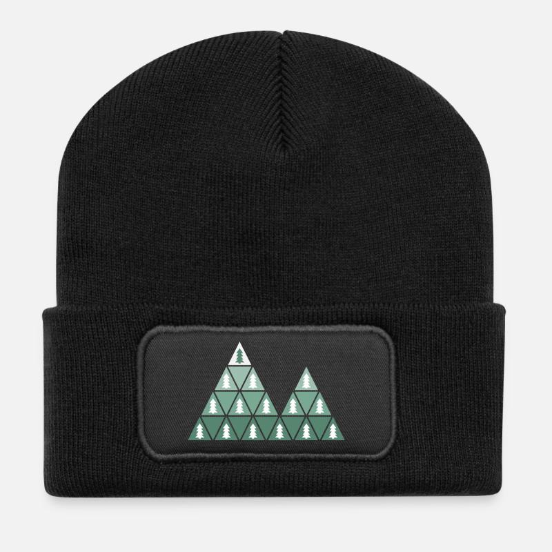 Sapins et montagnes - Beanie recyclé à patch - noir
