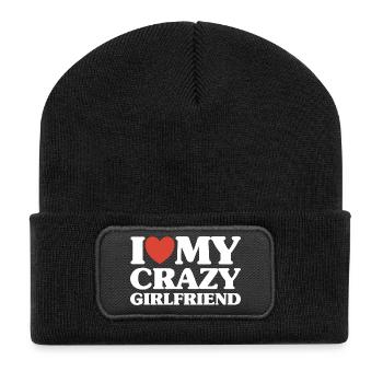 I Love My Crazy Girlfriend Valentine's Day Christmas Gift - Recycled Patch Beanie - black - Front