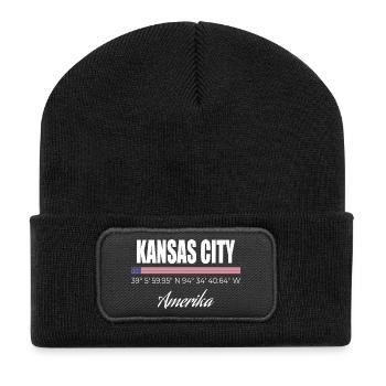 Kansas City - Beanie recyclé à patch - noir - Devant