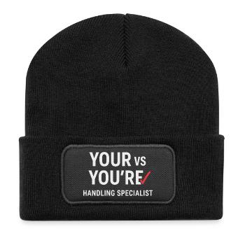 Grammatik Oxford Comma Language Rules - Recycelte Patch Beanie - Schwarz - Vorne