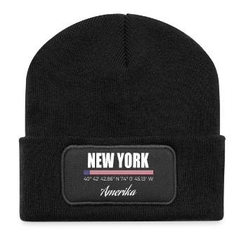 New York - Recycelte Patch Beanie - Schwarz - Vorne