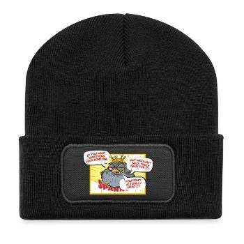 Königliche Krähe mit Funken-Slogan - Recycelte Patch Beanie - Schwarz - Vorne