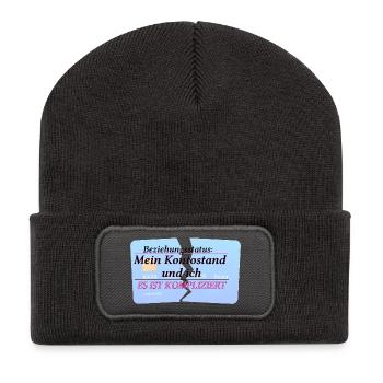 Solde de mon compte & moi – C’est compliqué - Beanie recyclé à patch - charbon - Devant